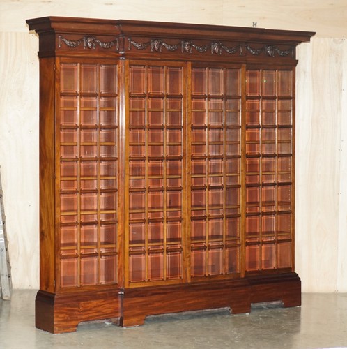 MONUMENTAL 2.4 METER TALL ANTIQUE VICTORIAN MAHOGANY GLAZED LIBRARY BOOKCASE - Picture 2 of 24