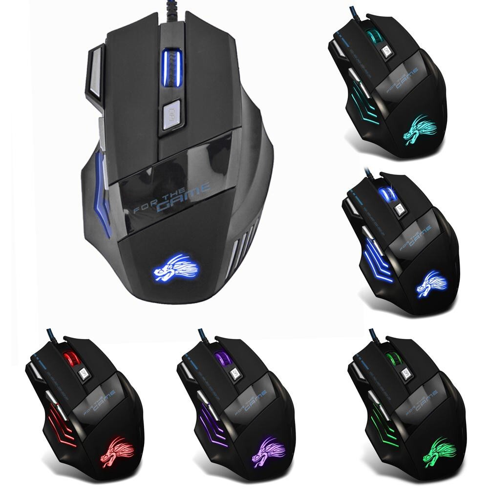 Wired Gaming Mouse with 7 Buttons Backlit 5500 DPI Adjustable for PC Gaming