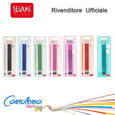 Kit 3 Refill Penna Gel Cancellabile Legami ricariche  Blu/Rosso/Nero/rosa/Verde