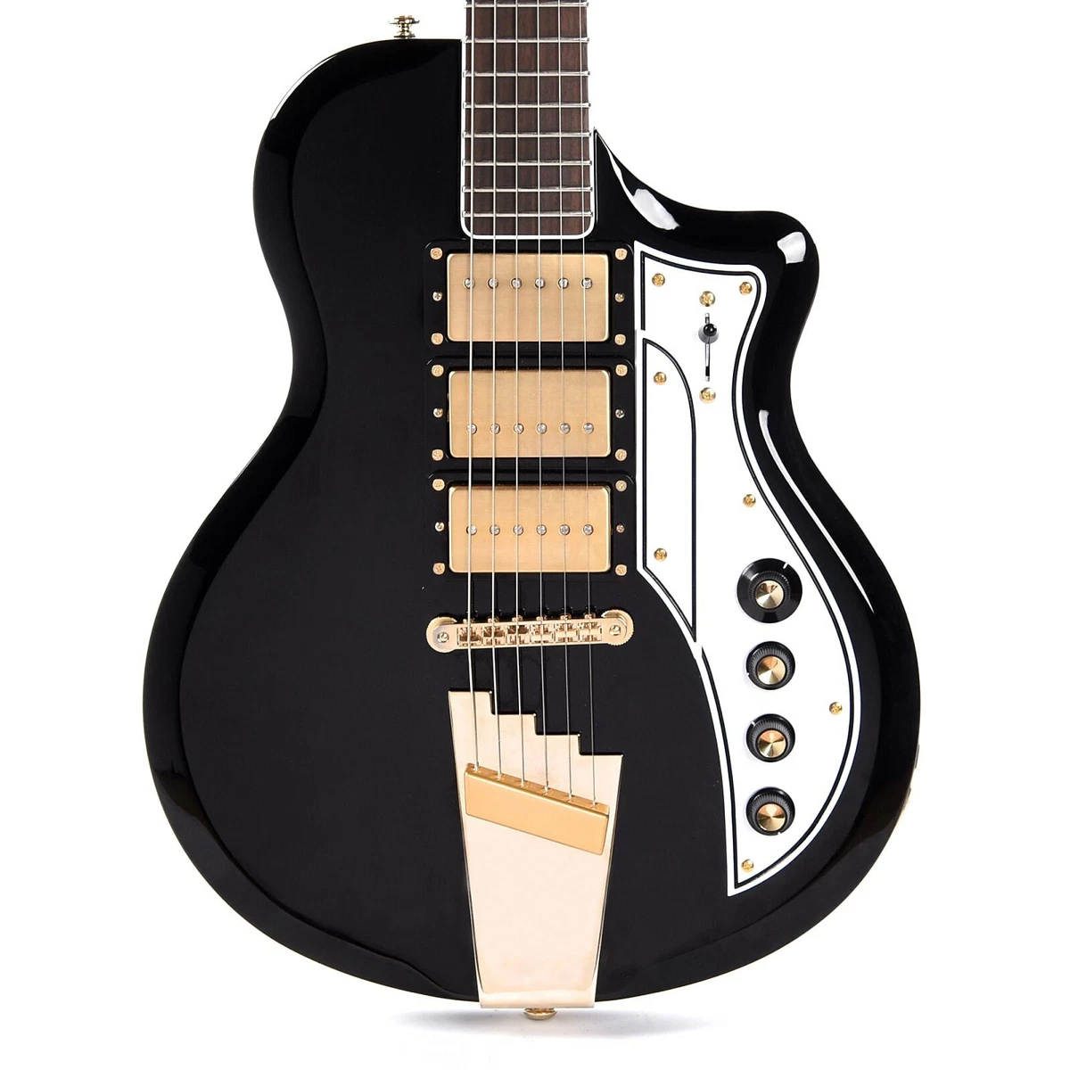 Supro 1275JB Supro Tri Tone Solid Body Electric Guitar Jet Black