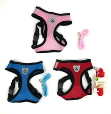 Adjustable Chest Harness & Leash For Dogs or Pets (Size Large) Blue, Red or Pink