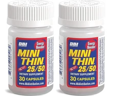 2x Bottles Mini Thin 25/50 Herbal Dietary Supplement (30 Capsules Per Bottle)