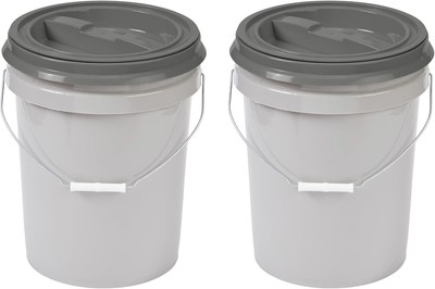 Mighty Tuff 5 Gallon / 21 Pound (Pack of 2), Light Grey Base & Dark Lid 
