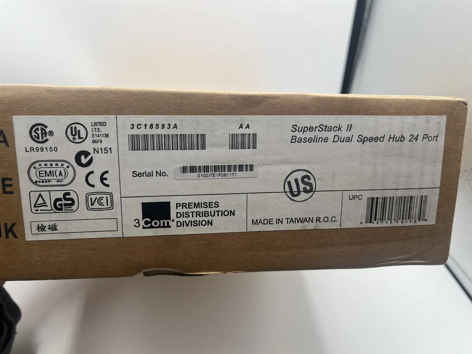 3Com, 3C16593A, Superstack 2 Baseline Dual Speed Hub 24 Port, New - Image 2 of 3