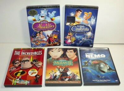 Lot of 5 Disney Animated DVD Classics Platinum Movies CINDERELLA, ALADDIN, NEMO+