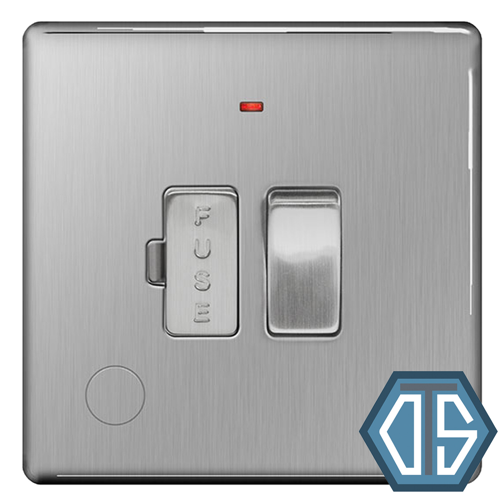 BG FBS53 Brushed Steel Switched Fused Spur Neon Flex Outlet Screwless Flatplate