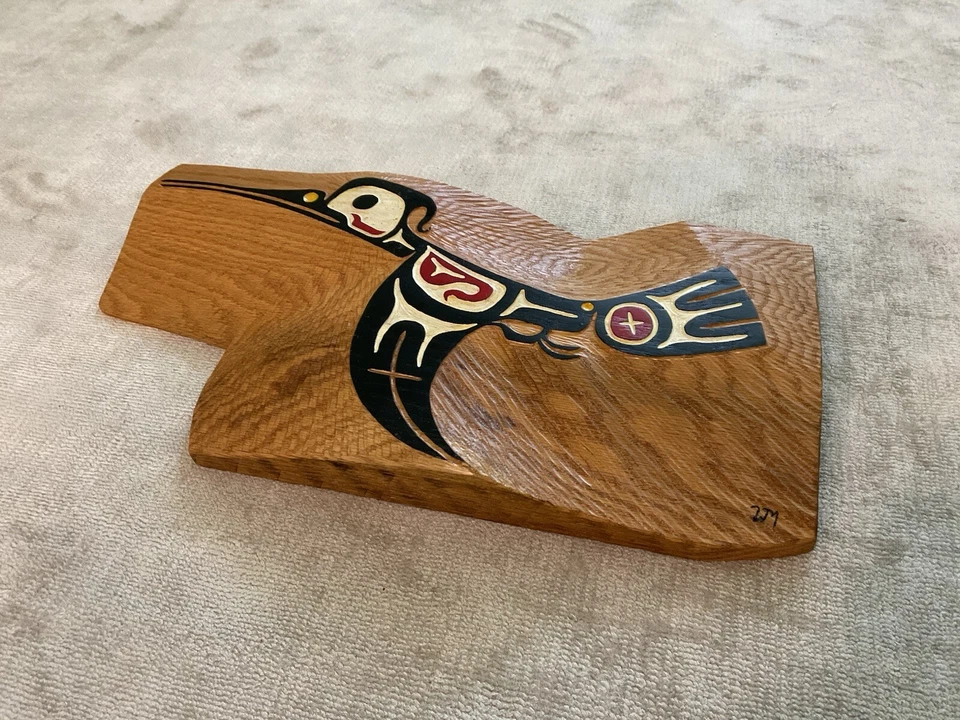 Hand-Carved Northwest Coast Style Wall Art Bird Design Indigenous Inspired - Image 3 of 4