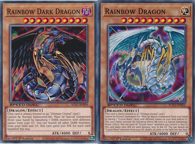 Rainbow Dragon + Rainbow Dark Dragon SET SGX1-ENF01 N/ Mint 1st YUGIOH Card 