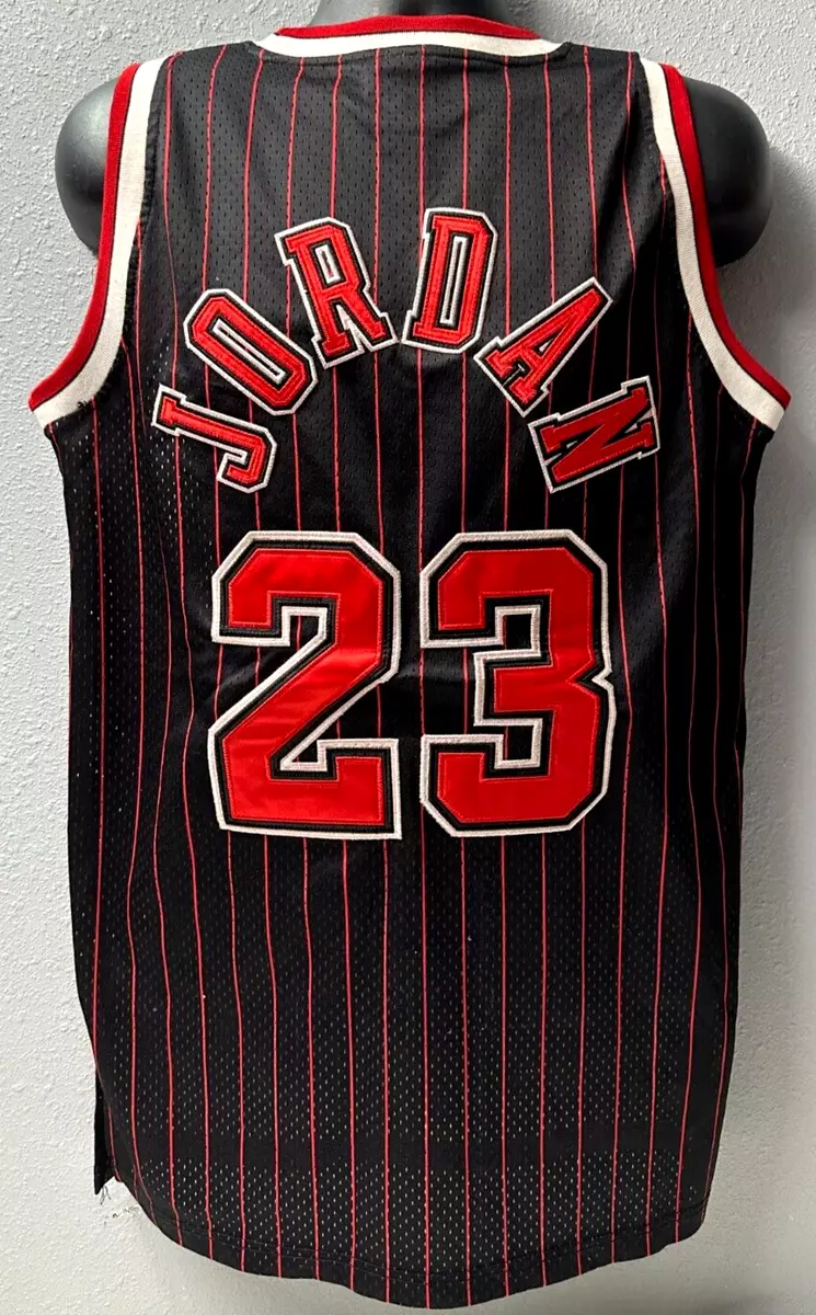 Team Nike Chicago Bulls #23 Michael Jordan Nike Black Red Striped Jersey  Mens 52