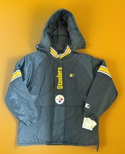 Vintage Pittsburgh Steelers Starter Pro Line Jacket L Puffer Hooded NFL Coat