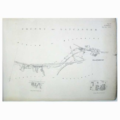 BLACKBURN Lancashire Union Eisenbahnplan, Darwen St Terminus antiker Druck 1864