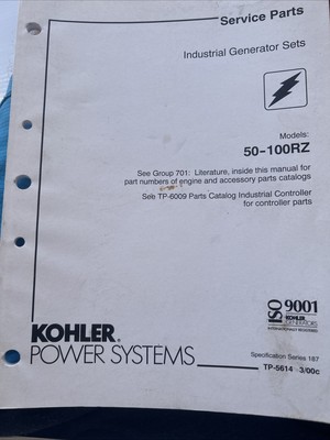 Kohler Service Manual For Models 50-100RZ Generator Parts Catalog TP-5614