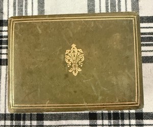 Antique Georgian Leather Fleur-de-lis Italian Trinket Jewelry Hinged Box Wood