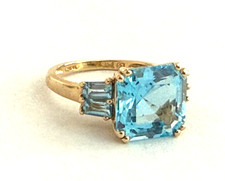 14k Yellow Gold Blue Topaz Ring Size 5.75