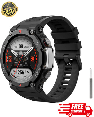 Watch Band for Amazfit T-Rex 2 Soft Silicone Sport Strap Black + Tool