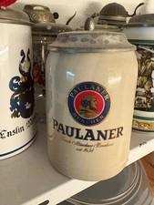 Paulaner Krug Bierkrug mit Deckel Werbeartikel alt