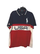 Ralph Lauren Men’s Polo Rugby Shirt  XL Team USA Big Pony USA Flag  Custom Fit