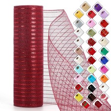 Mesh Ribbon Wreaths 10 Inch x 30 Foot Shiny Metallic Foil Wine Red Craft DIY