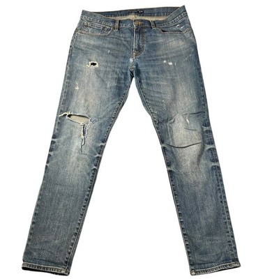 Club Monaco Distressed Jeans  Blue Medium Wash Denim - Men's 32x30