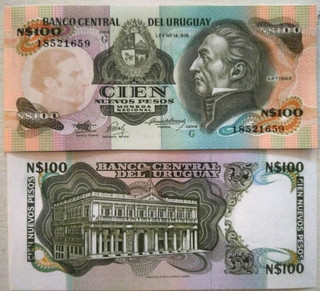 URUGAY Billet de 100 Nuevo Pesos 1967 Pick 62A Neuf UNC