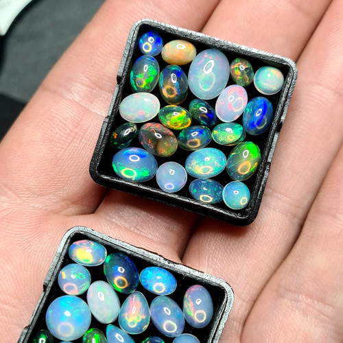 Ethiopian Opal Cabochon Mixed Lot Loose Welo Opal Gemstones Bundle Joblot x18-22