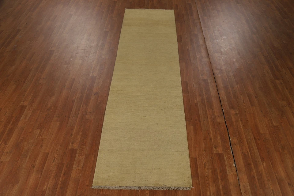Solid Modern 10 ft Runner Rug 3x10 Wool Hand-knotted Contemporary Carpet - Image 3 of 4