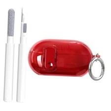 for Beats Solo Buds Case Clear with Secure Lock 2024,Shockproof Soft Clear Red