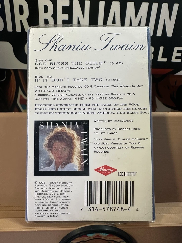 RARE Shania Twain God Bless The Child / If It Don't Take Two Cassette NEW SEALED - Image 2 of 4