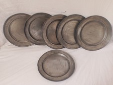 Lotto 6 Piatti Vintage in Peltro "Rein Zinn" - 5x 23cm + 1x 21cm - Punzonati