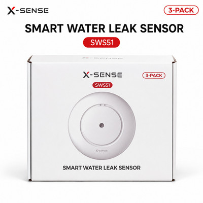 X-Sense SWS51 Smart Water Leak Sensor 3-Pack Water Detector Requires SBS50 Hub