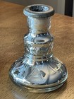 Set (2) MCM Art Deco Lotus Mercury Glass Candlestick Holders Metal Inserts — photo 5