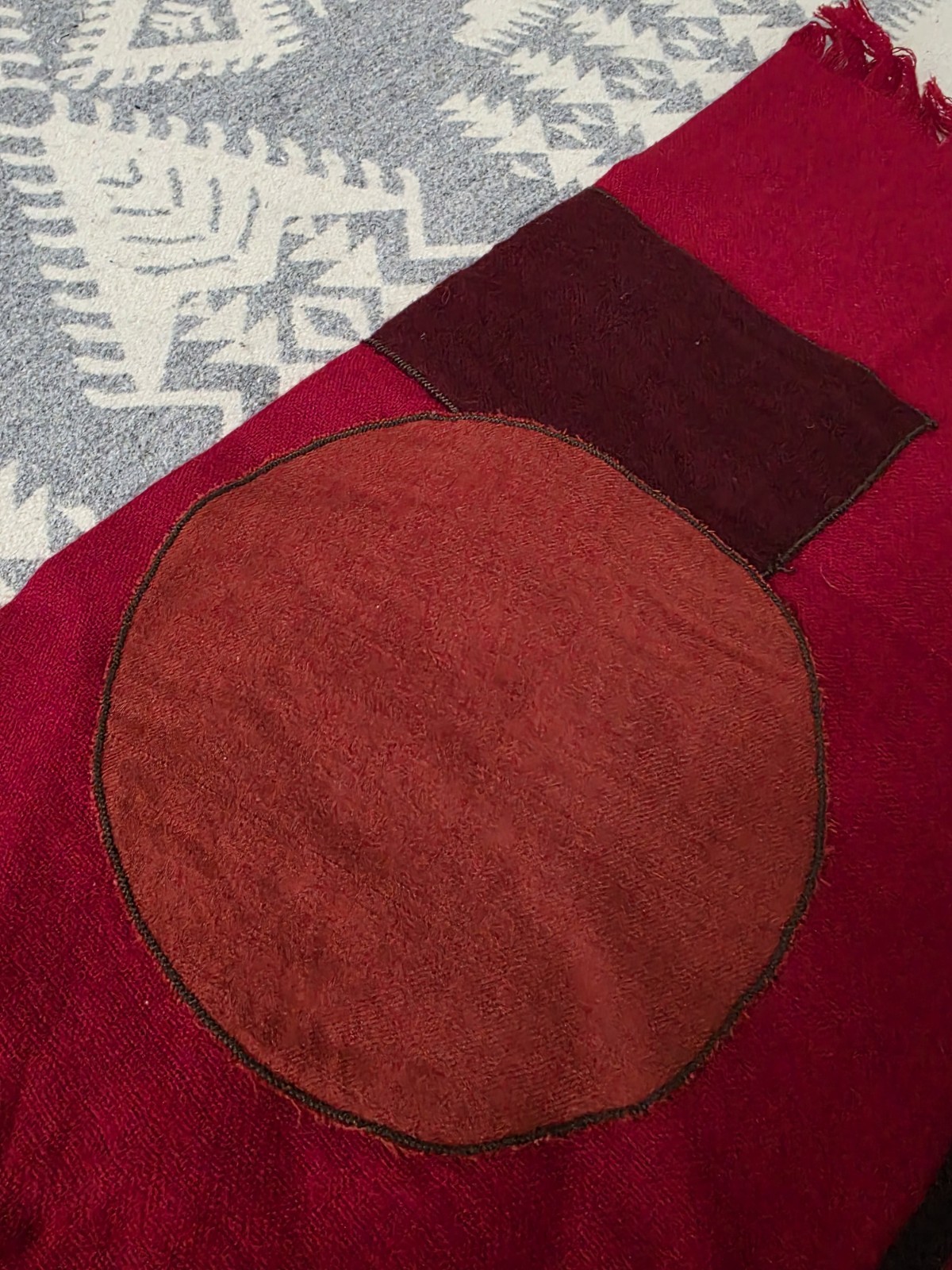 Dries Van Noten 100% Wool Patchwork Red Scarf Dou… - image 6