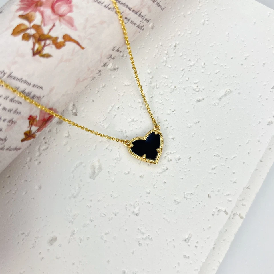 kendra Scott Ari сердце glod регулируемая длина подвеска ожерелье - черный drusy - Изображение 3 из 4
