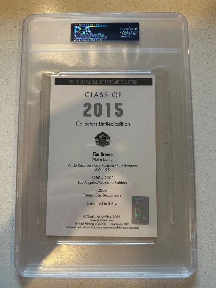 Tim Brown Authentic Auto 2015 Pro Football Hall of Fame Art Collection - Image 2 of 2