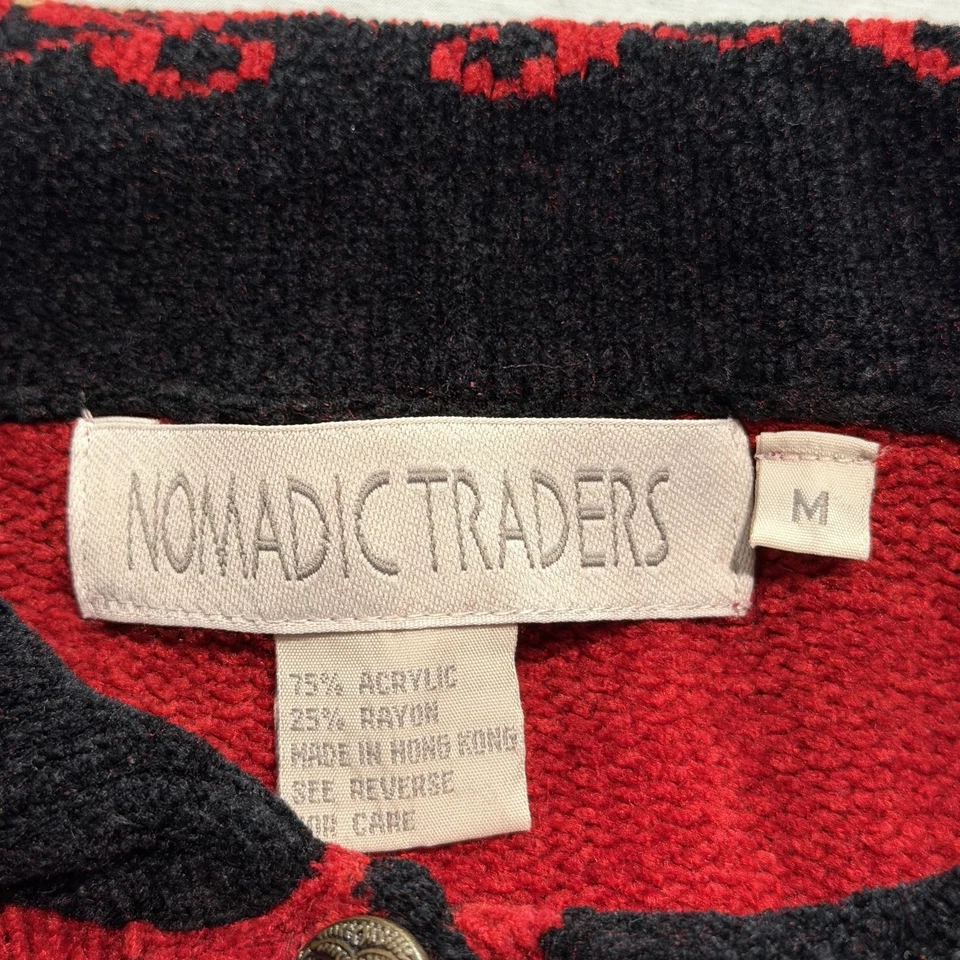 Cárdigan para mujer Nomadic Traders mediano femenino abuela salón indie rojo Foto 2 de 4