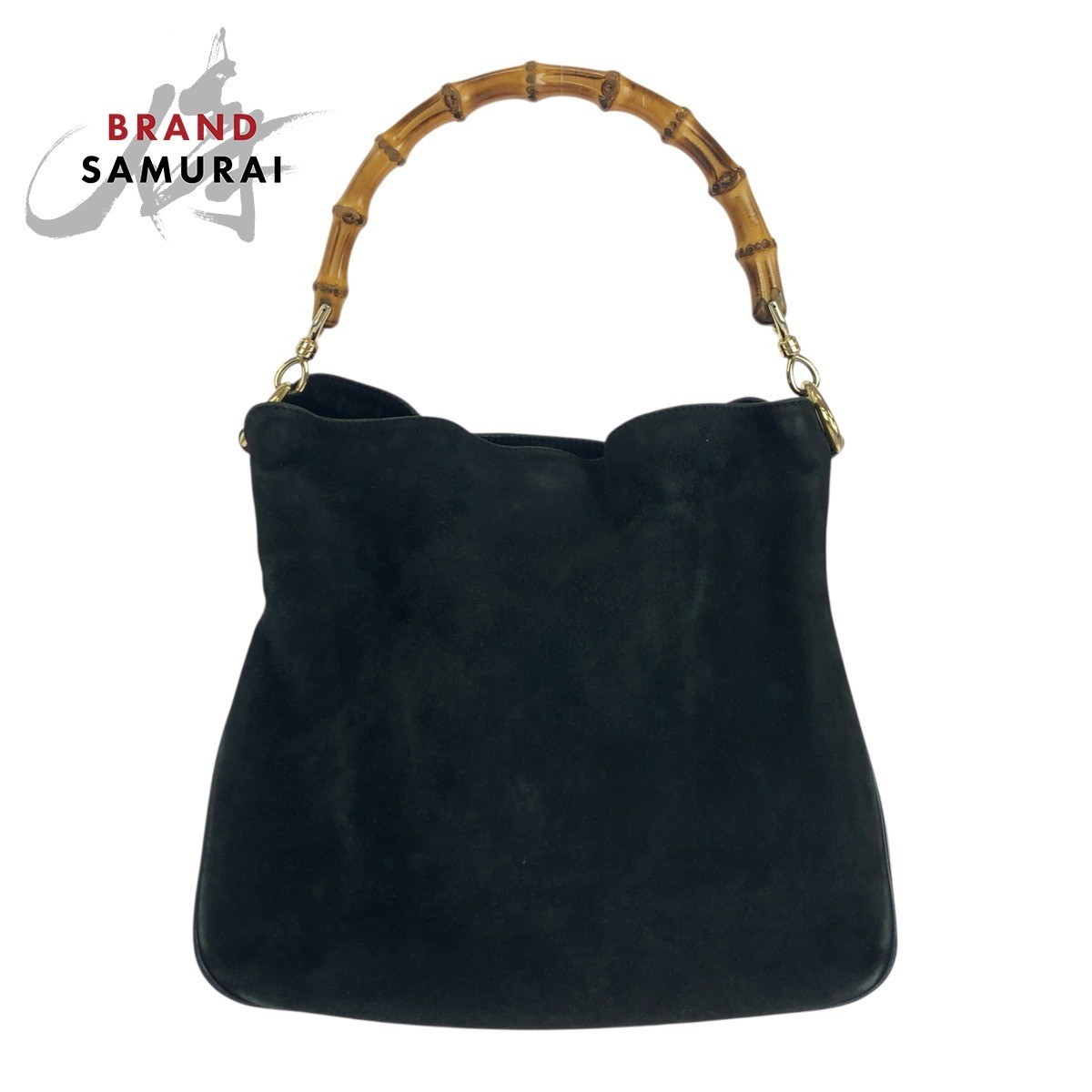 Gucci Bamboo Black Brown Suede Shoulder Bag 001 3638 504388  