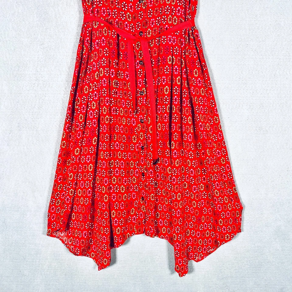 Vestido Maeve Anthropologie para mujer 6 rojo con botones Midi Bandana Sharkbite Foto 2 de 4