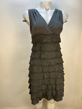 NWT Max Studio Grey Sleeveless Dress Tiers & Ruffles Women’s Size Medium