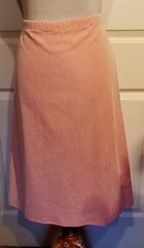 Vintage Pink White Polyester Knit Striped A-Line Skirt W31