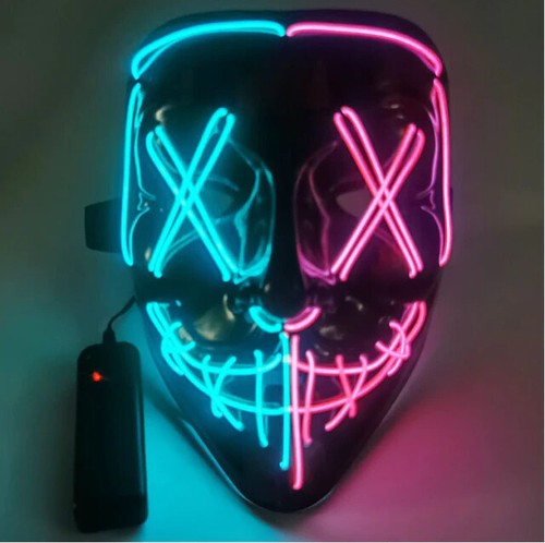Masquerade Masks Neon Mask Light Glow In The Dark Horror Mask Glowing Mask - Picture 13 of 16