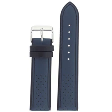 Watch Band Sport Design Blue Black Genuine Leather Breathable Holes 18mm -22mm