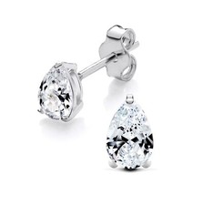 925 Sterling Silver Simulated Diamond Pear Teardrop Solitaire Stud Earrings