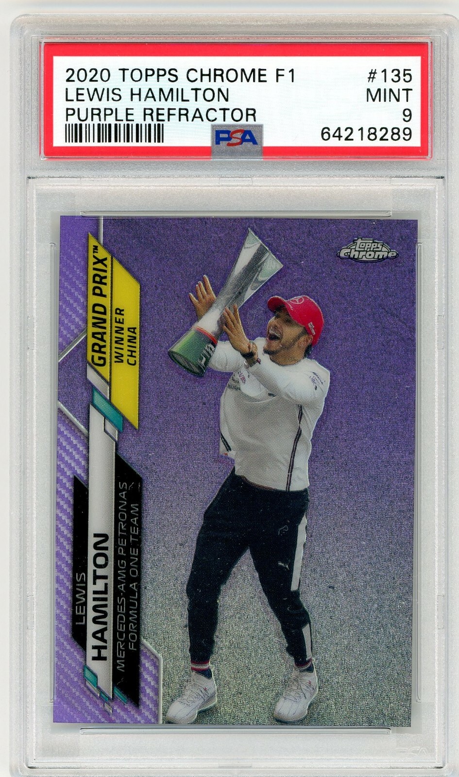 2020 Topps Chrome F1 Purple Refractor #135 Lewis Hamilton 109/399 PSA 9 POP 6!!! view 1