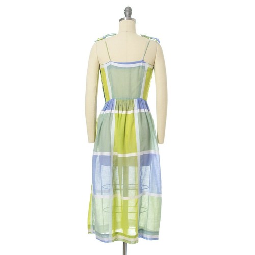 Vintage 1950s Sundress Bolero Set 50s Color Block Plaid Cotton Green Blue Dress - Picture 7 of 10