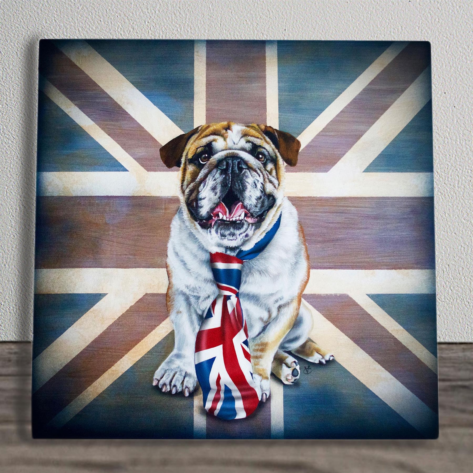 Bulldog Artwork by Victoria Coleman Printed Onto Ceramic Picture Tile