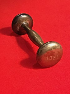 silver baby rattle engraved