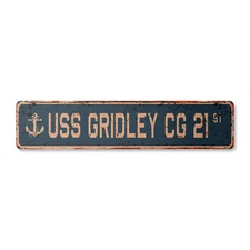 USS GRIDLEY CG 21 Vintage Street Sign us navy ship veteran sailor rustic gift