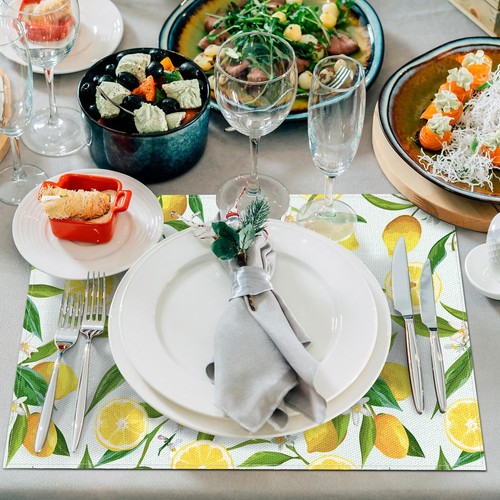 Lemon Placemats Set of 6 Summer Placemats Yellow Lemon Themed Table Place Mat... - 第 4/7 張圖片