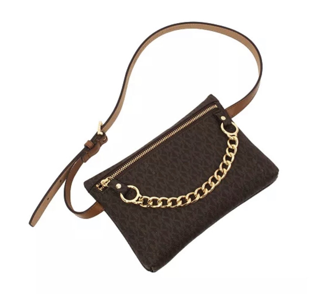 MICHAEL KORS logo pull chain faux-leather belt bag /fanny pack -Black Michael Kors Pull Chain Belt Bag New | Mercari main image 3