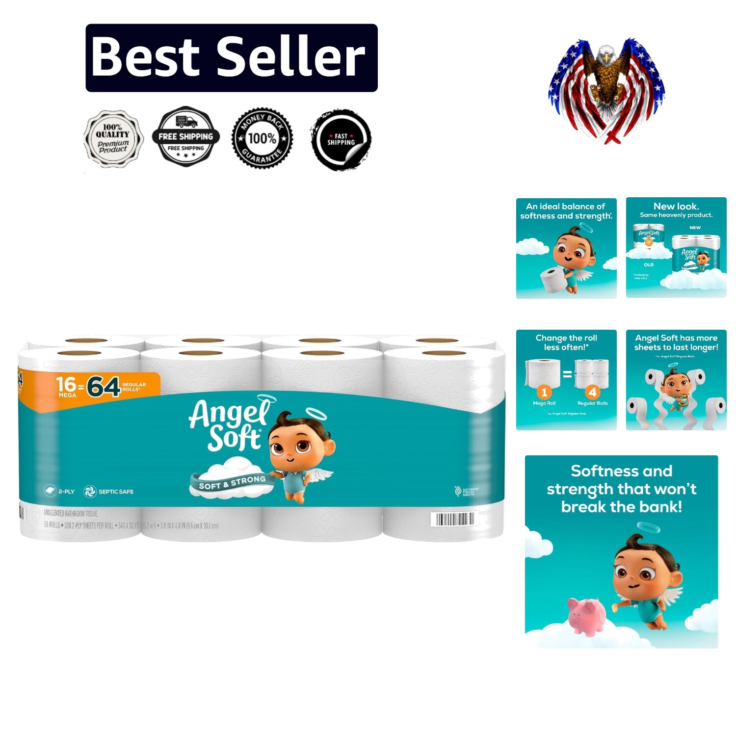 SFI Sustainably Sourced 2-Ply Mega Rolls Toilet Paper - Soft and Strong Tissue